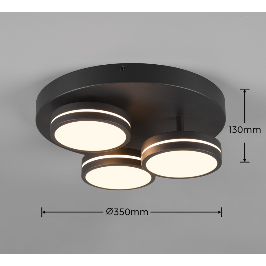 Trio - Lámpara de techo LED regulable FRANKLIN 3xLED/8,5W/230V 3000K Ø 35 cm negra