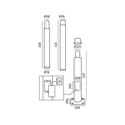 Tubo metálico para poste de iluminación exterior BASE 3 m gris