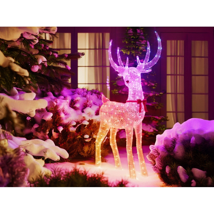 Twinkly - Reno navideño de exterior LED RGBW regulable REINGEERS 250 LED IP44 Wi-Fi