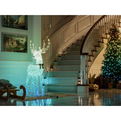Twinkly - Reno navideño de exterior LED RGBW regulable REINGEERS 250 LED IP44 Wi-Fi