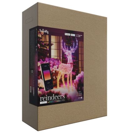 Twinkly - Reno navideño de exterior LED RGBW regulable REINGEERS 250 LED IP44 Wi-Fi