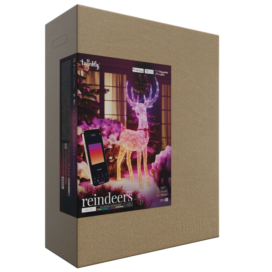 Twinkly - Reno navideño de exterior LED RGBW regulable REINGEERS 250 LED IP44 Wi-Fi