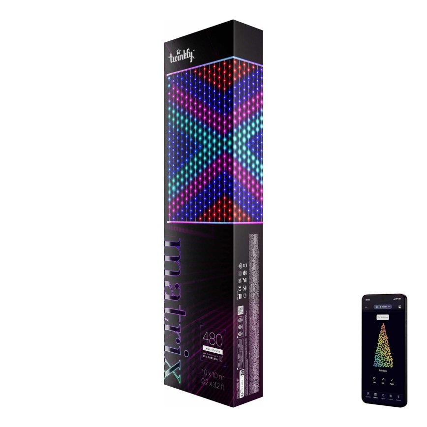 Twinkly - Cortina de Navidad LED RGB Regulable 1x1m Wi-Fi