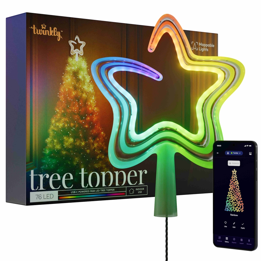 Twinkly - Estrella de Navidad LED RGB regulable 76xLED USB Wi-Fi
