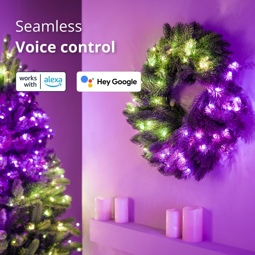 Twinkly - Corona de Navidad LED RGB regulable 50xLED d. 60 cm Wi-Fi