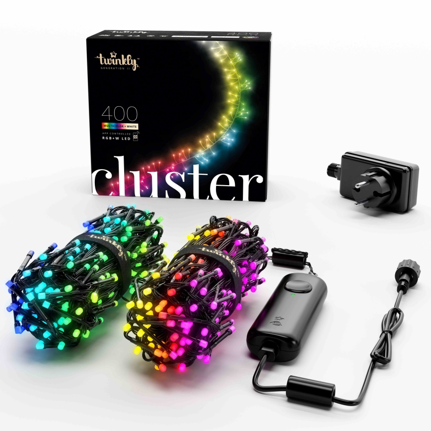 Twinkly - LED RGBW Cadena de Navidad para exteriores regulable CLUSTER 400xLED 9,5m IP44 Wi-Fi