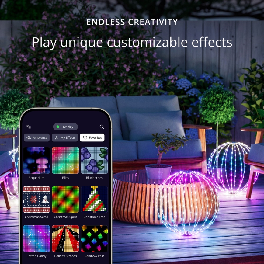 Twinkly - Decoración exterior LED regulable RGBW SPHERE 210 LEDs IP44 Wi‑Fi