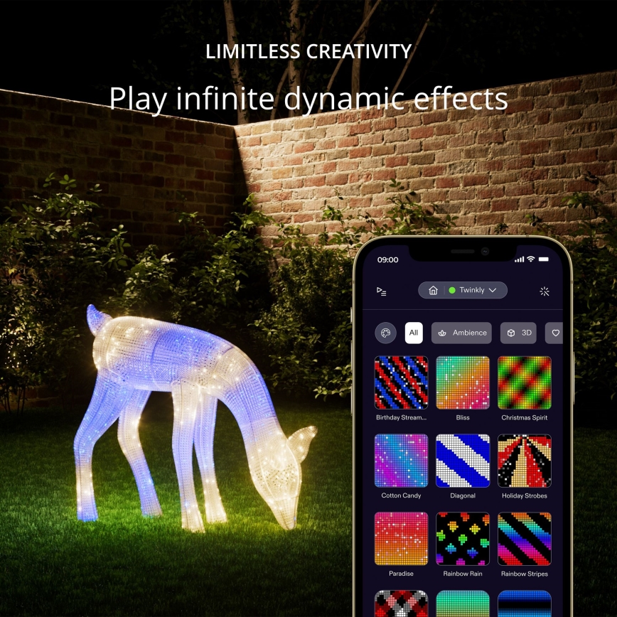 Twinkly TW3RD140SPP-TEU - Reno LED RGBW regulable para exteriores 160xLED IP44 Wi-Fi