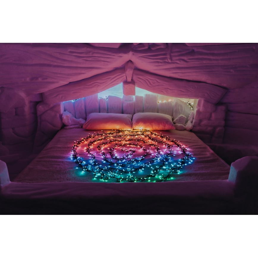 Twinkly - LED RGBW Cadena de Navidad para exteriores regulable CLUSTER 400xLED 9,5m IP44 Wi-Fi