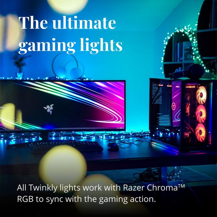 Twinkly - LED RGBW Cadena de Navidad para exteriores regulable CLUSTER 400xLED 9,5m IP44 Wi-Fi