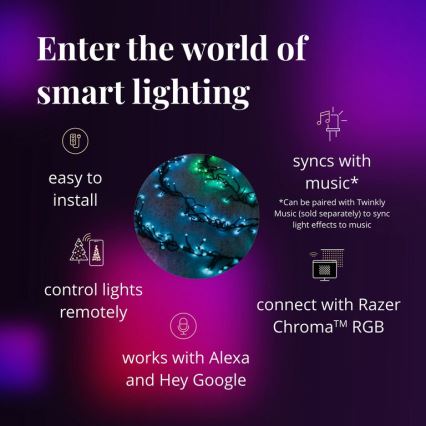 Twinkly - LED RGBW Cadena de Navidad para exteriores regulable CLUSTER 400xLED 9,5m IP44 Wi-Fi