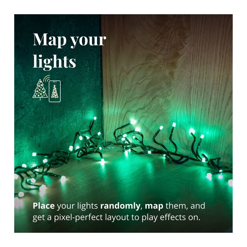 Twinkly - LED RGBW Cadena de Navidad para exteriores regulable CLUSTER 400xLED 9,5m IP44 Wi-Fi