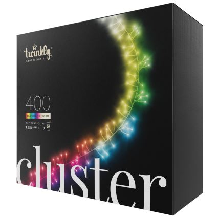Twinkly - LED RGBW Cadena de Navidad para exteriores regulable CLUSTER 400xLED 9,5m IP44 Wi-Fi