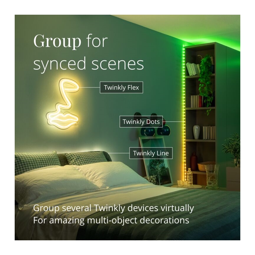 Twinkly - LED RGB Tira regulable DOTS 60xLED 3 m Wi-Fi USB