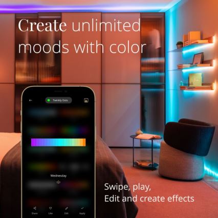 Twinkly - LED RGB Tira regulable DOTS 60xLED 3 m Wi-Fi USB