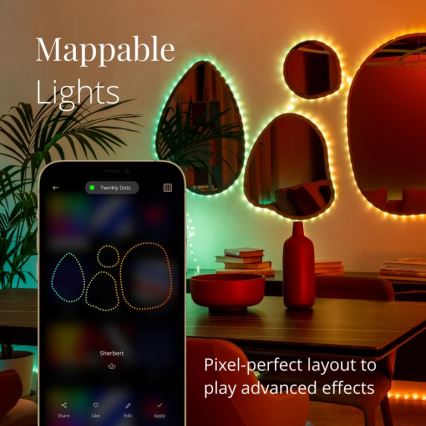 Twinkly - LED RGB Tira regulable DOTS 60xLED 3 m Wi-Fi USB