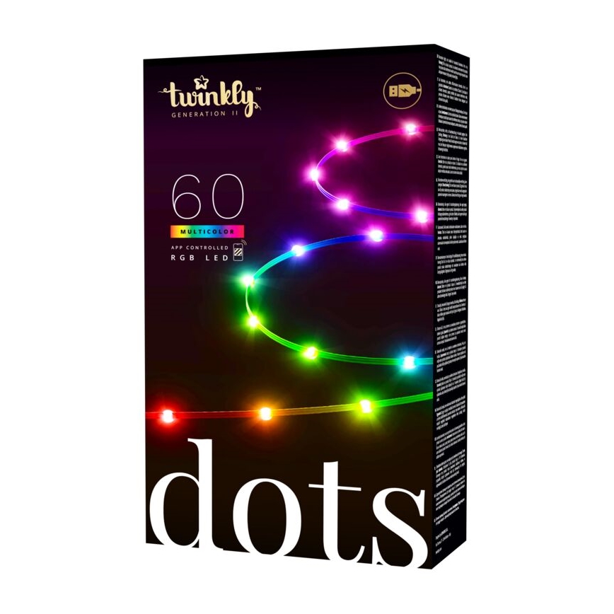 Twinkly - LED RGB Tira regulable DOTS 60xLED 3 m Wi-Fi USB