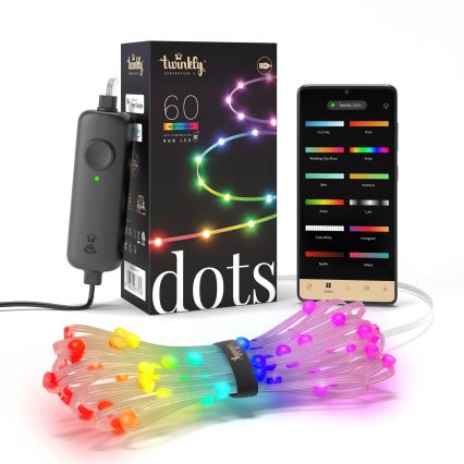 Twinkly - Cadena navideña de LEDs RGB regulable DOTS 60xLED 7 m USB Wi-Fi