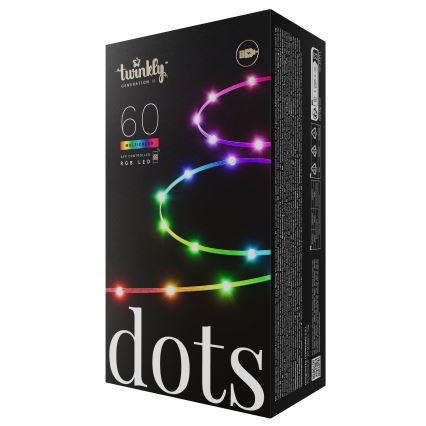 Twinkly - Cadena navideña de LEDs RGB regulable DOTS 60xLED 7 m USB Wi-Fi