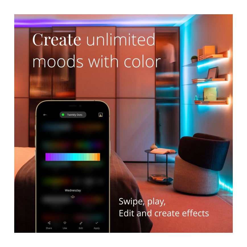Twinkly - Tira LED RGB regulable para exteriores DOTS 200xLED 10 m IP44 Wi-Fi