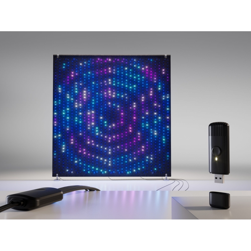 Twinkly - Cortina navideña exterior LED RGBW regulable LIGHTWALL 1120xLED 2,6x2,7 m IP44 Wi-Fi + Music Dongle