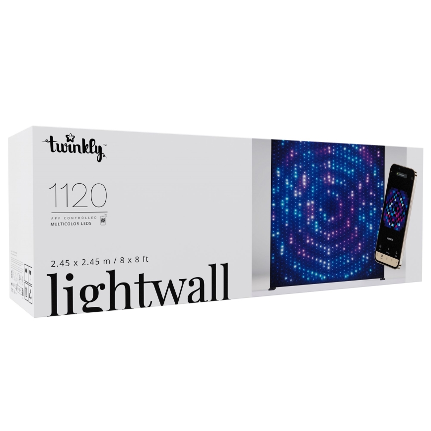 Twinkly - LIGHTWALL: pared luminosa de exterior LED RGBW regulable con función musical, 1120 LEDs, 2,6x2,7 m, IP44, Wi-Fi + dongle musical