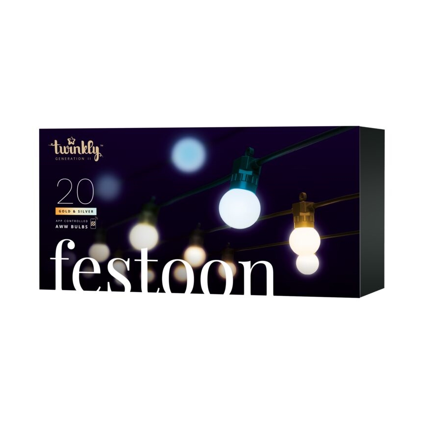 Twinkly - LED Regulable exterior cadena decorativa FESTOON 20xLED 14m IP44 Wi-Fi