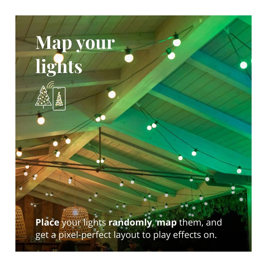 Twinkly - LED RGB Regulable exterior cadena decorativa FESTOON 20xLED 14m IP44 Wi-Fi