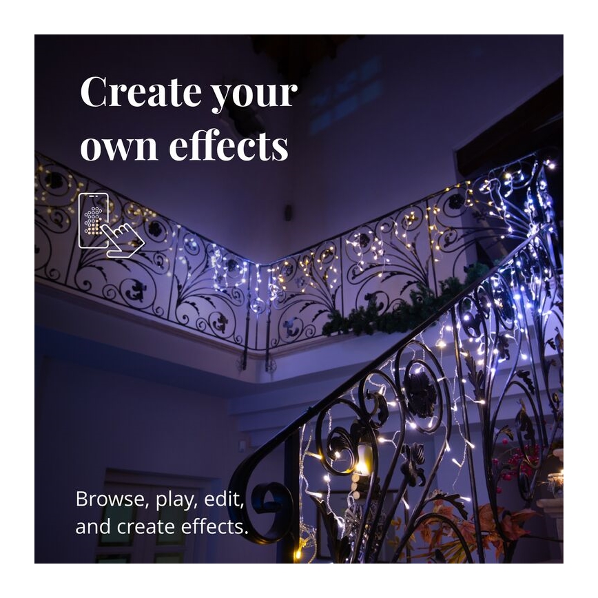 Twinkly - LED Regulable exterior Cortina de Navidad ICICLE 190xLED 11,5m IP44 Wi-Fi