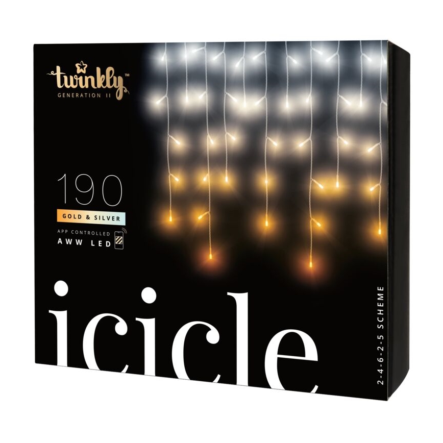 Twinkly - LED Regulable exterior Cortina de Navidad ICICLE 190xLED 11,5m IP44 Wi-Fi