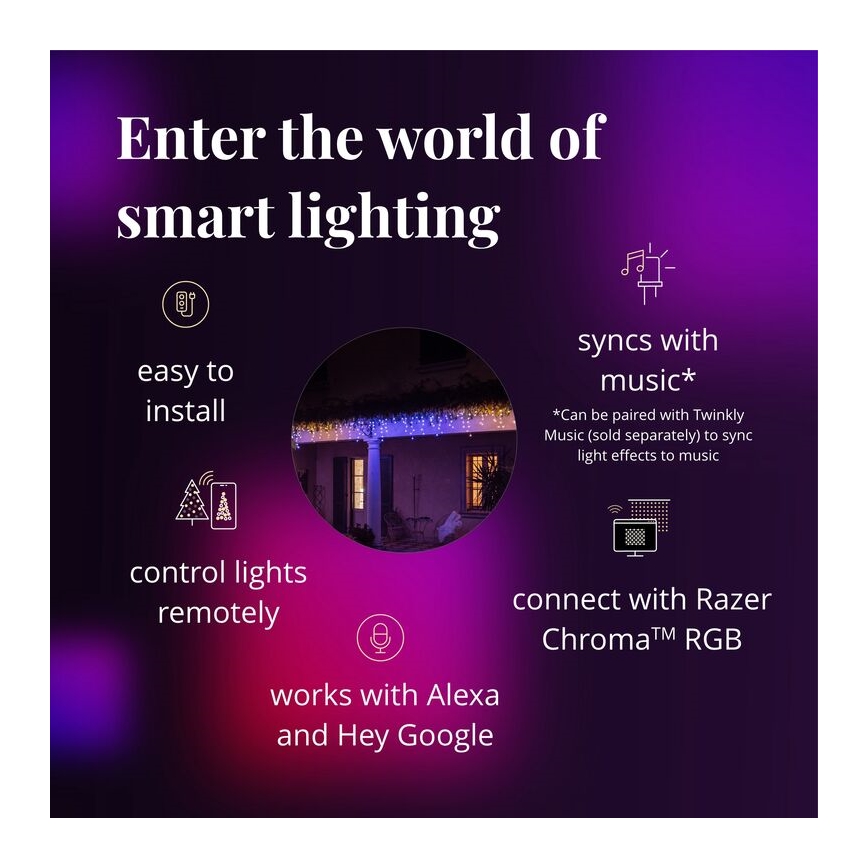 Twinkly - LED RGB Regulable exterior Cortina de Navidad ICICLE 190xLED 11,5m IP44 Wi-Fi