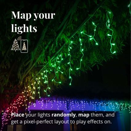 Twinkly - LED RGB Regulable exterior Cortina de Navidad ICICLE 190xLED 11,5m IP44 Wi-Fi