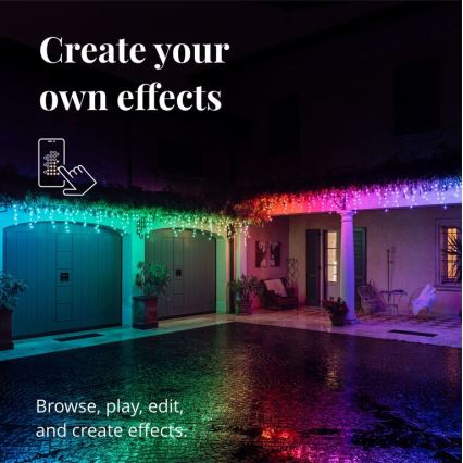 Twinkly - LED RGB Regulable exterior Cortina de Navidad ICICLE 190xLED 11,5m IP44 Wi-Fi