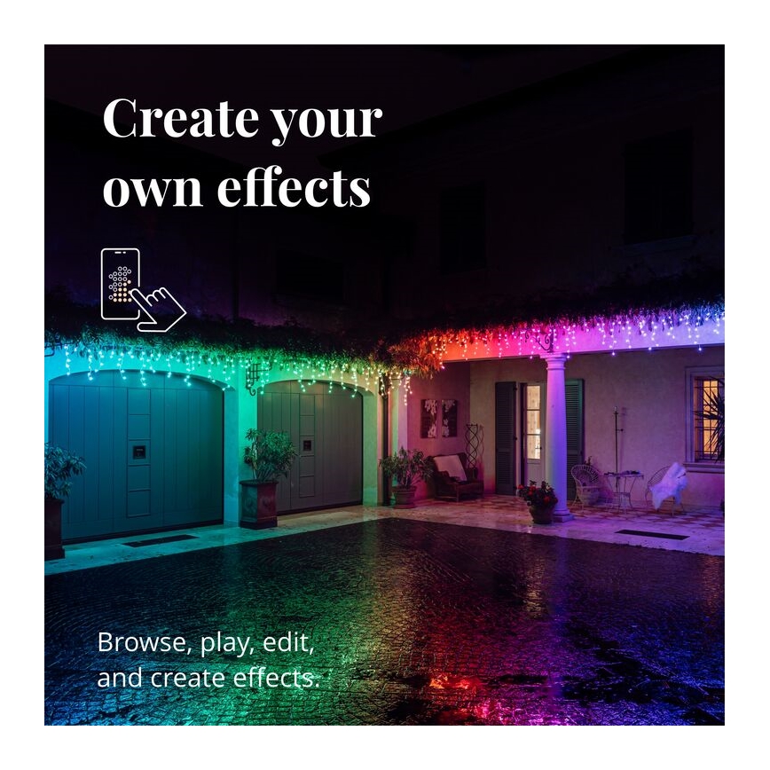 Twinkly - LED RGB Regulable exterior Cortina de Navidad ICICLE 190xLED 11,5m IP44 Wi-Fi