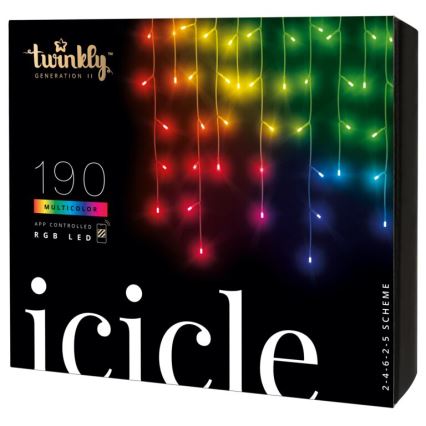 Twinkly - LED RGB Regulable exterior Cortina de Navidad ICICLE 190xLED 11,5m IP44 Wi-Fi