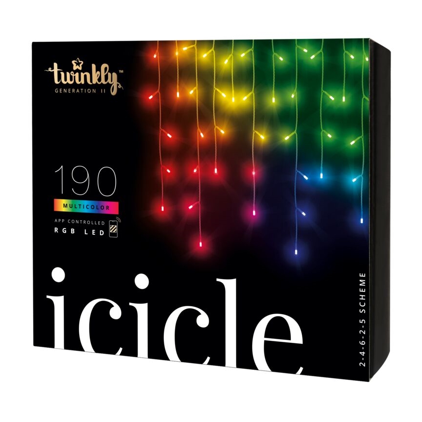Twinkly - LED RGB Regulable exterior Cortina de Navidad ICICLE 190xLED 11,5m IP44 Wi-Fi