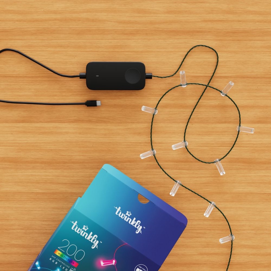 Twinkly - Guirnalda de luces LED RGB regulable CANDIES 200 LEDs 14 m USB Wi-Fi