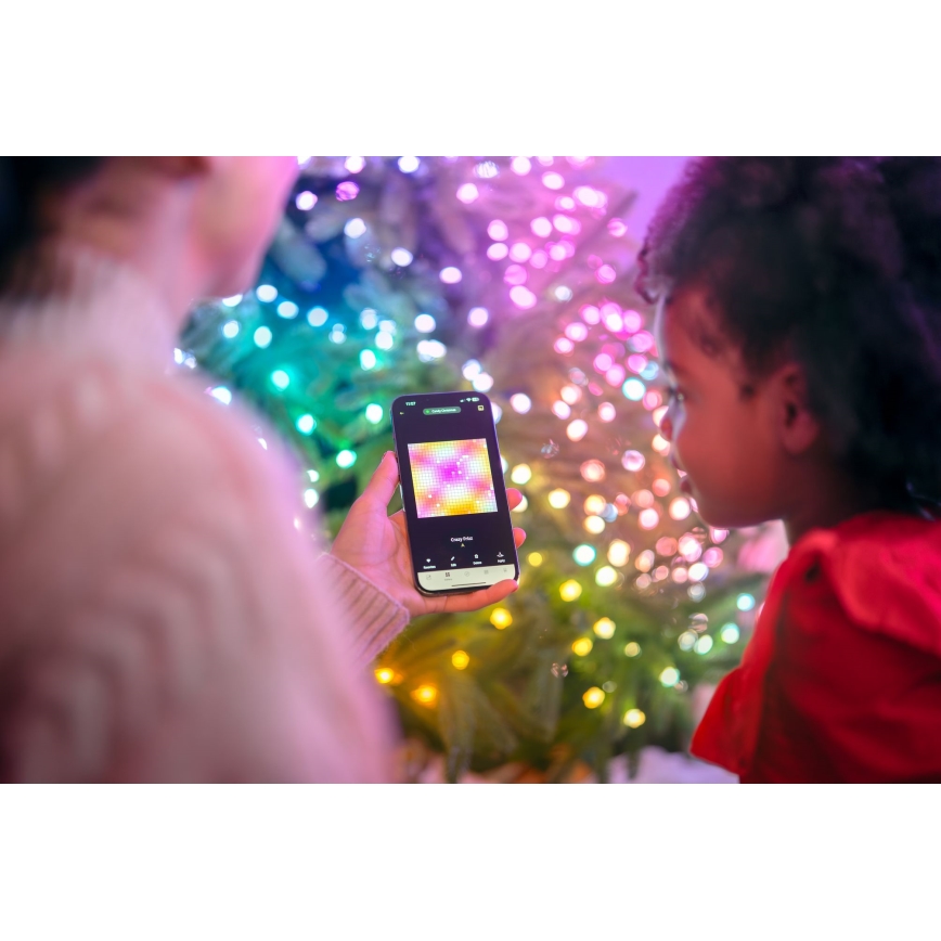 Twinkly - Guirnalda LED RGB regulable CANDIES 100 LED 8 m USB Wi‑Fi