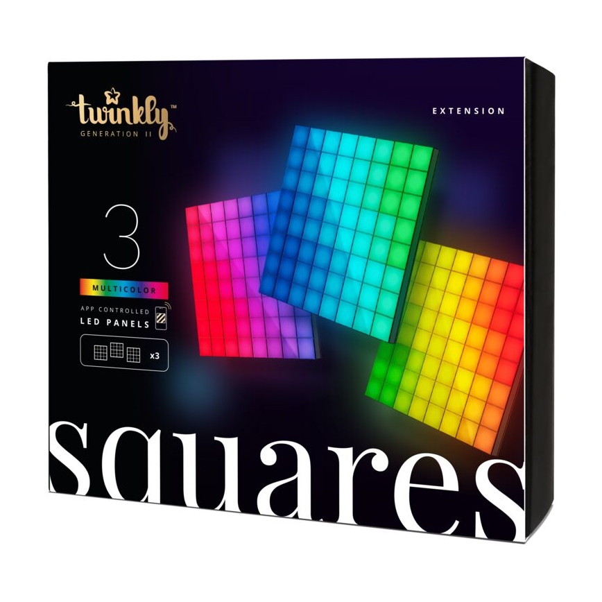 Twinkly - SET 3xLED RGB Panel regulable SQUARES 64xLED 16x16 cm Wi-Fi