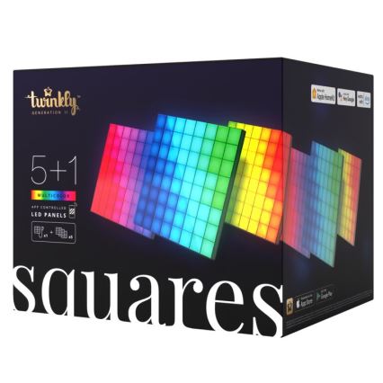 Twinkly - SET 6xLED RGB Panel regulable SQUARES 64xLED 16x16 cm Wi-Fi