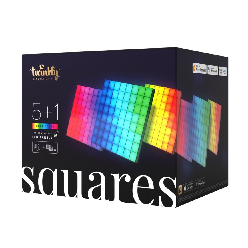Twinkly - SET 6xLED RGB Panel regulable SQUARES 64xLED 16x16 cm Wi-Fi