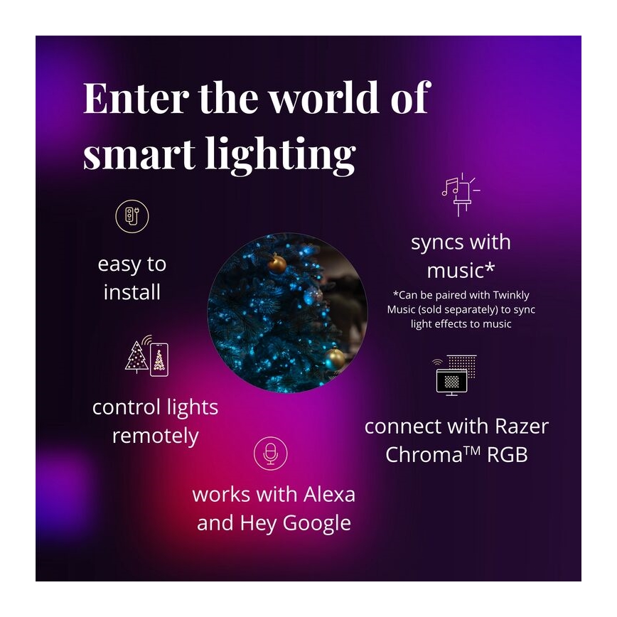 Twinkly - LED RGB Regulable Corona de Navidad PRE-LIT WREATH 50xLED diá. 61cm Wi-Fi