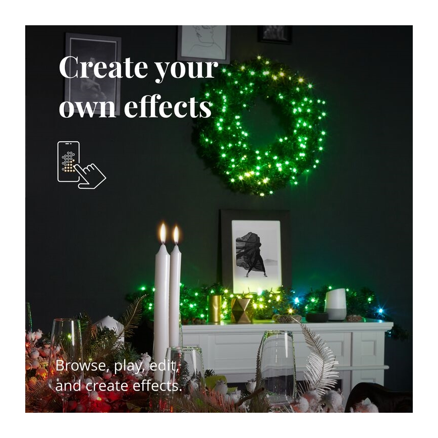 Twinkly - LED RGB Regulable Corona de Navidad PRE-LIT WREATH 50xLED diá. 61cm Wi-Fi