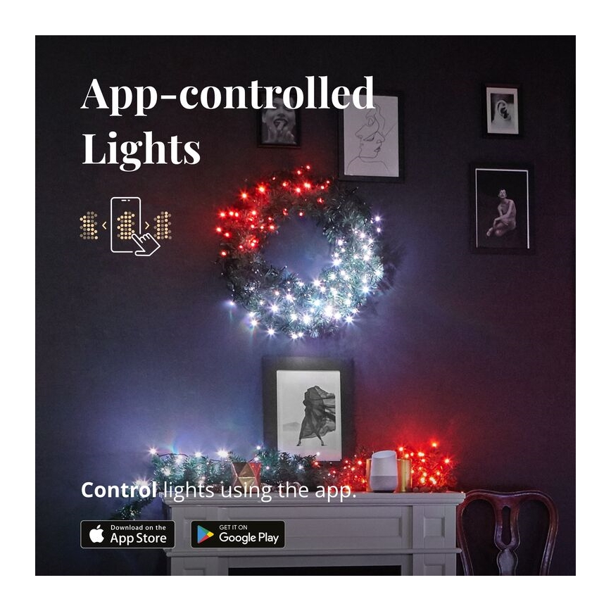 Twinkly - LED RGB Regulable Corona de Navidad PRE-LIT WREATH 50xLED diá. 61cm Wi-Fi