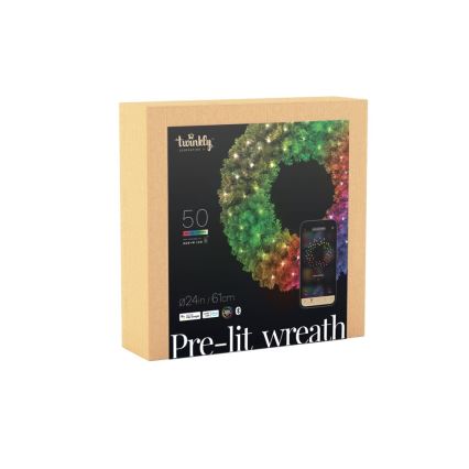 Twinkly - LED RGB Regulable Corona de Navidad PRE-LIT WREATH 50xLED diá. 61cm Wi-Fi