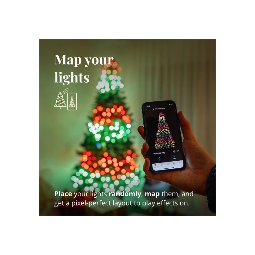 Twinkly - Cadena para exterior regulable LED RGBW STRINGS 250 LEDs 23,5 m IP44 Wi-Fi