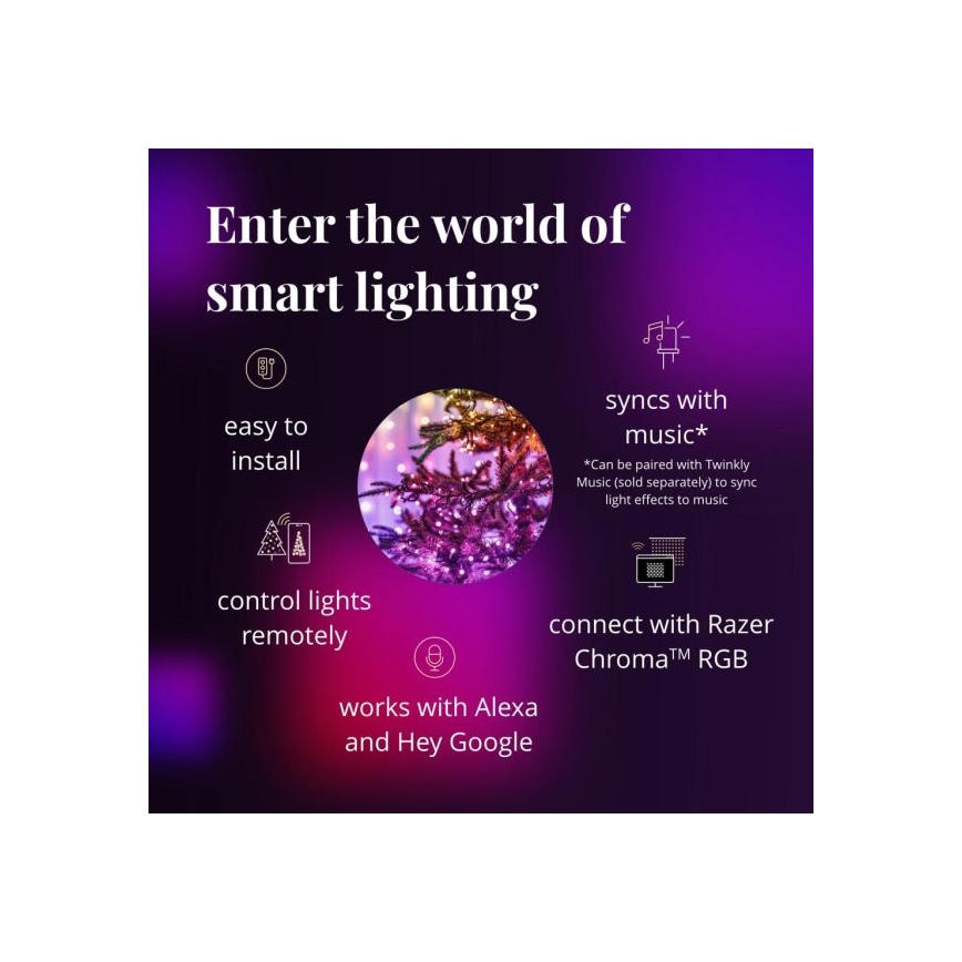 Twinkly - Cadena para exterior regulable LED RGBW STRINGS 250 LEDs 23,5 m IP44 Wi-Fi