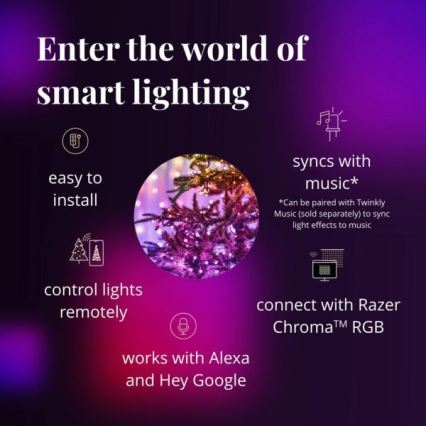 Twinkly - LED RGBW Regulable exterior Cinta de Navidad STRINGS 250xLED 23,5m IP44 Wi-Fi
