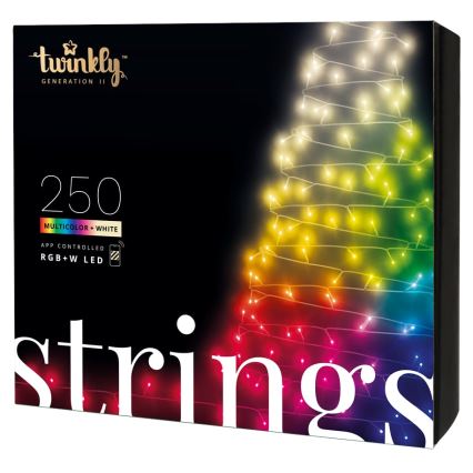 Twinkly - LED RGBW Regulable exterior Cinta de Navidad STRINGS 250xLED 23,5m IP44 Wi-Fi