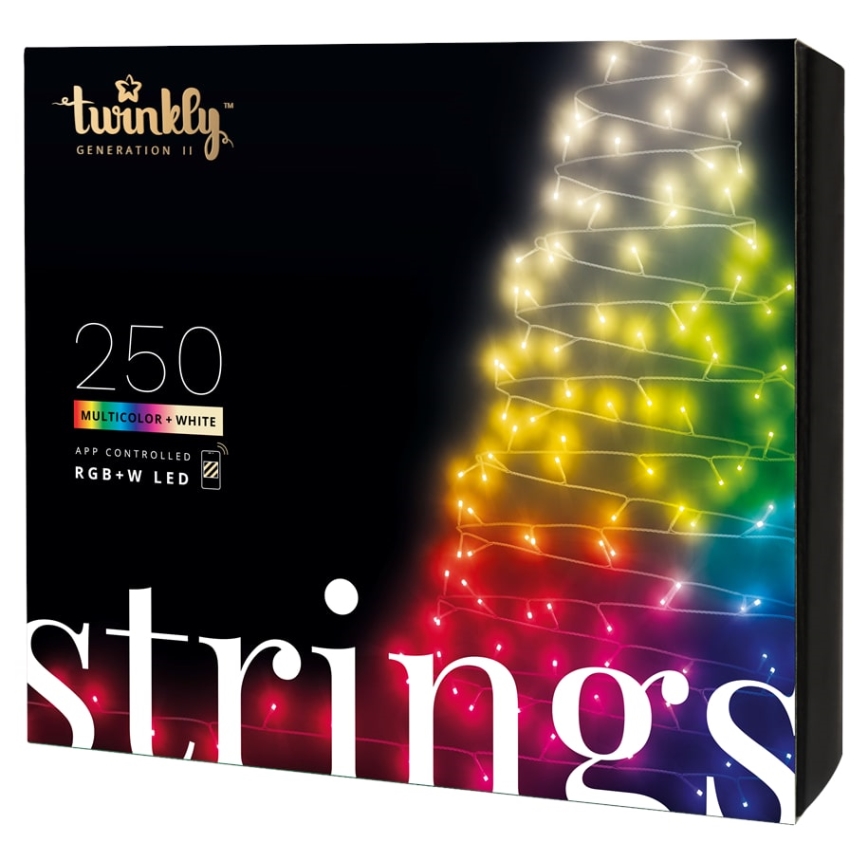Twinkly - LED RGBW Regulable exterior Cinta de Navidad STRINGS 250xLED 23,5m IP44 Wi-Fi